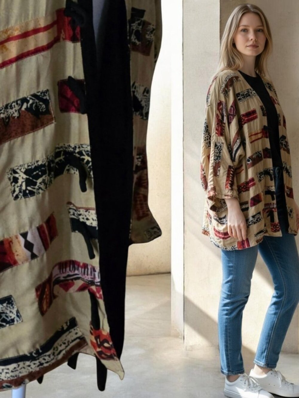 VINTAGE YAK MAGIK ( SM) Art to Wear Bohemian Open Style Jacket